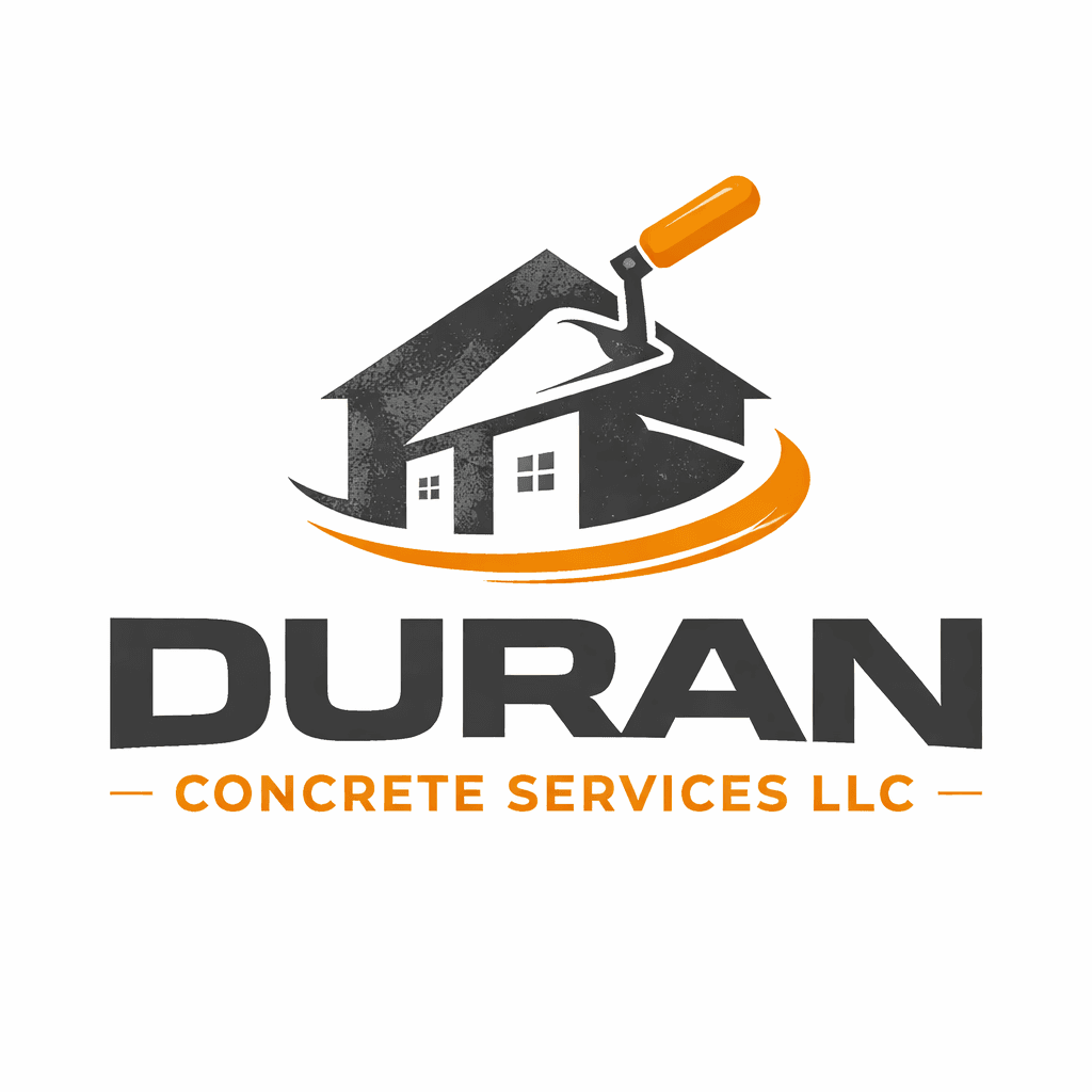 Duran Concrete Services LLC official logo with house and mason trowel